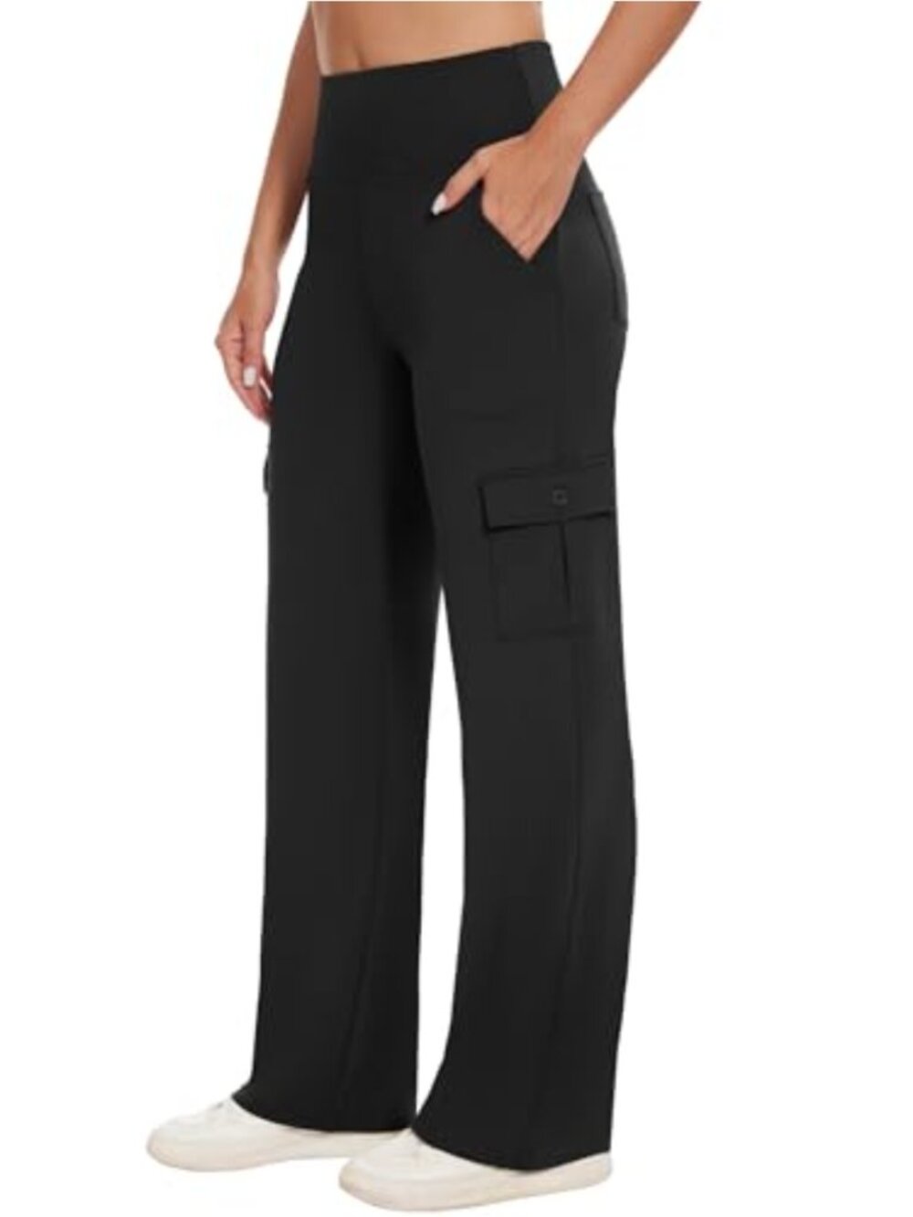 High Waist Wide Leg Yoga Cargo Pants with Pockets Stretch Women's Athletic